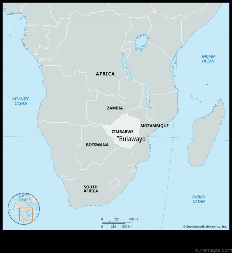 Map of Bulawayo Zimbabwe