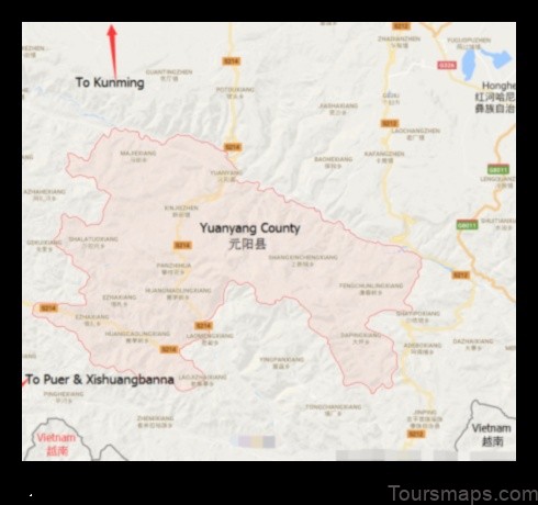 honghe county a map of its top attractions