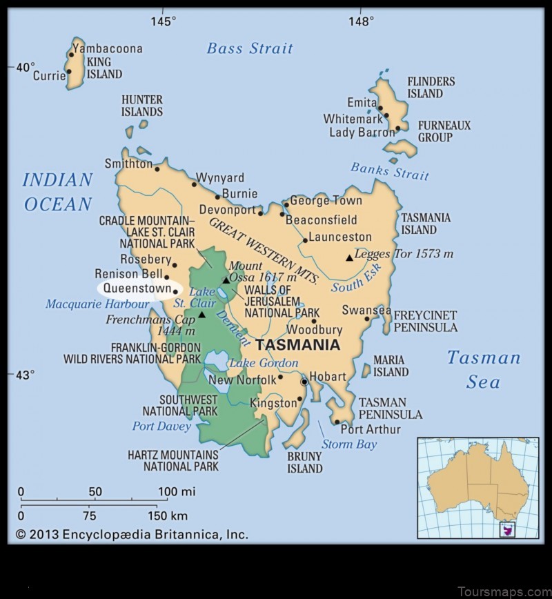 Map of Queenstown Australia
