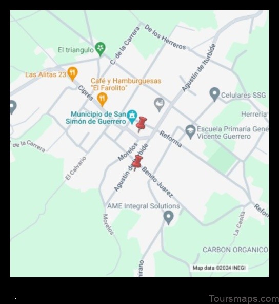 Map of San Simón de Guerrero Mexico