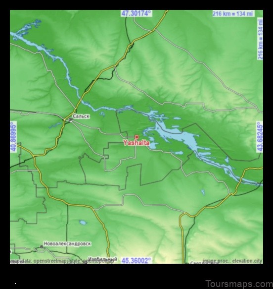 Map of Yashalta Russian Federation