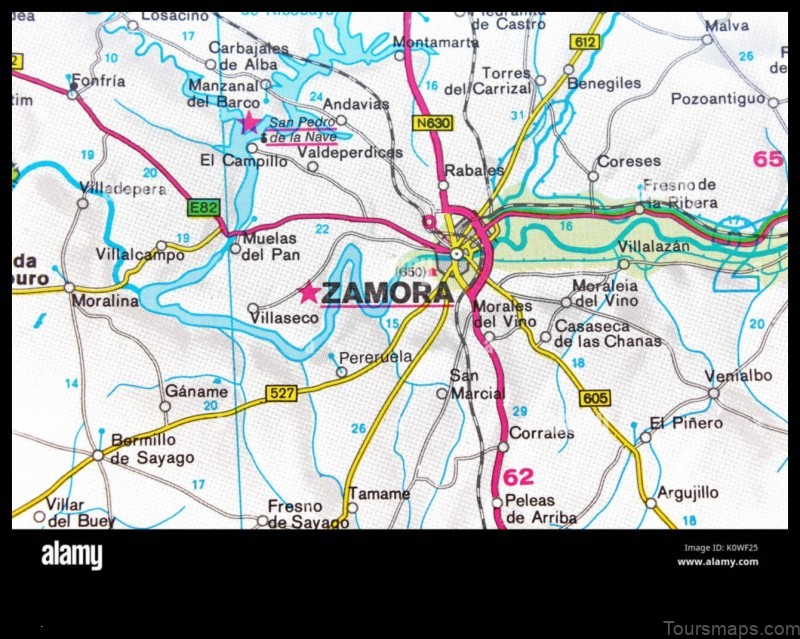 Map of Zamora Spain