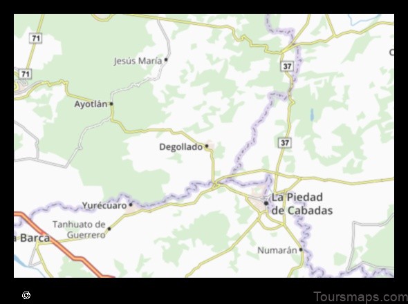 a detailed map of degollado mexico