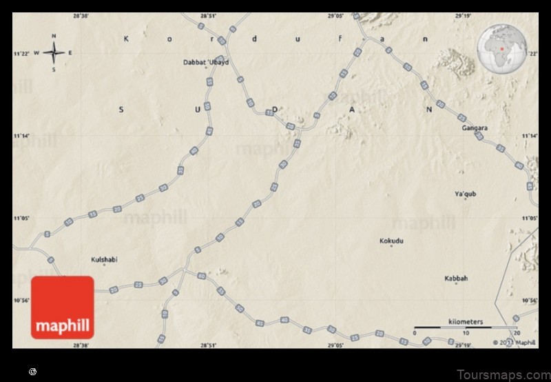 Map of Al Lagowa Sudan, The Republic of