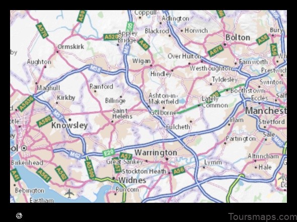 Map of Ashton in Makerfield United Kingdom