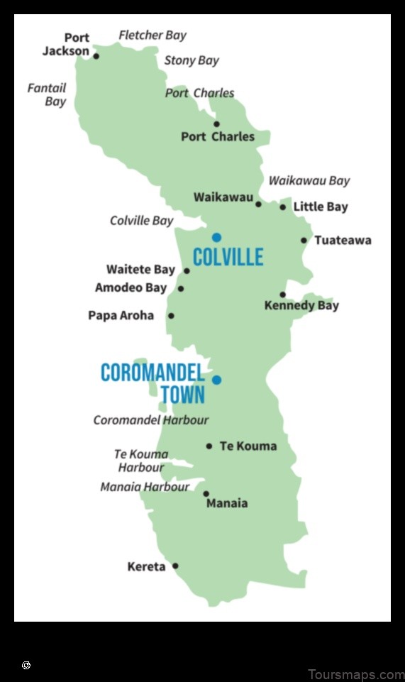 Map of Colville New Zealand