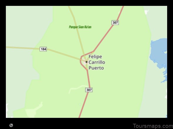 Map of Felipe Carrillo Puerto Mexico