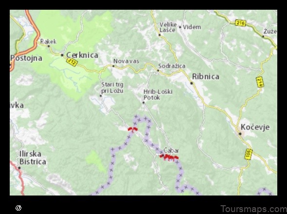 Map of Hrib-Loški Potok Slovenia