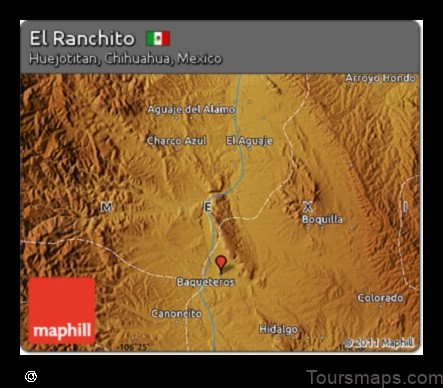 Map of Huejotitán Mexico