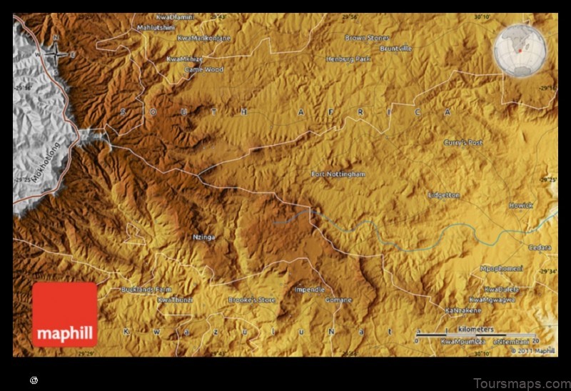 Map of Mpophomeni South Africa