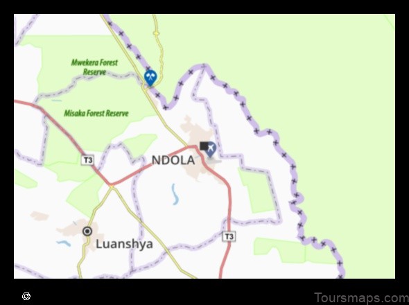 Map of Ndola Zambia