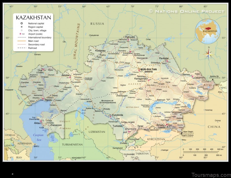 Map of Qorghalzhyn Kazakhstan