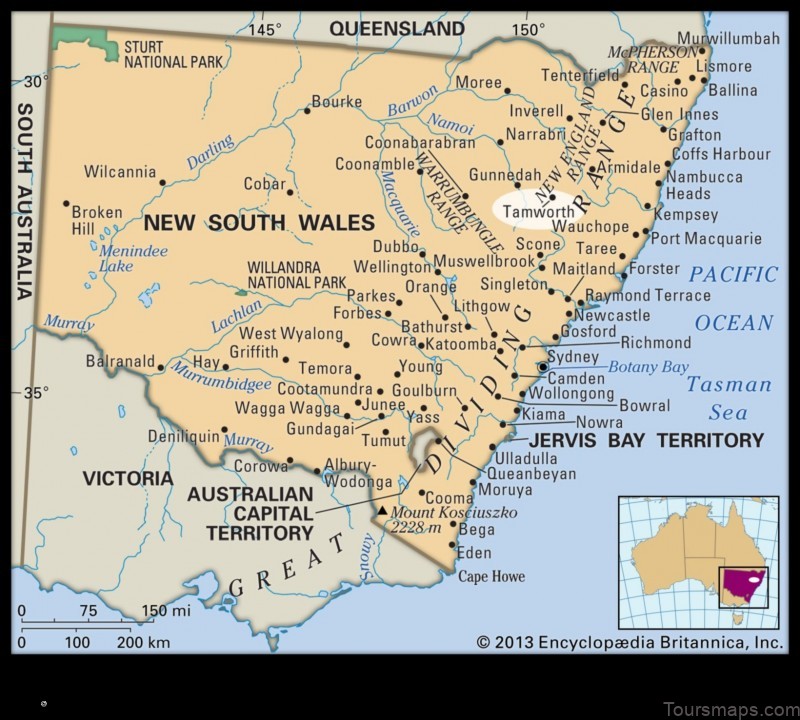 Map of South Tamworth Australia