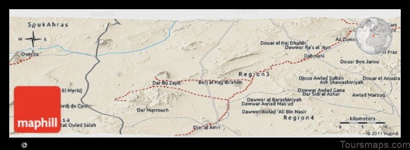 Map of Tajerouine Tunisia