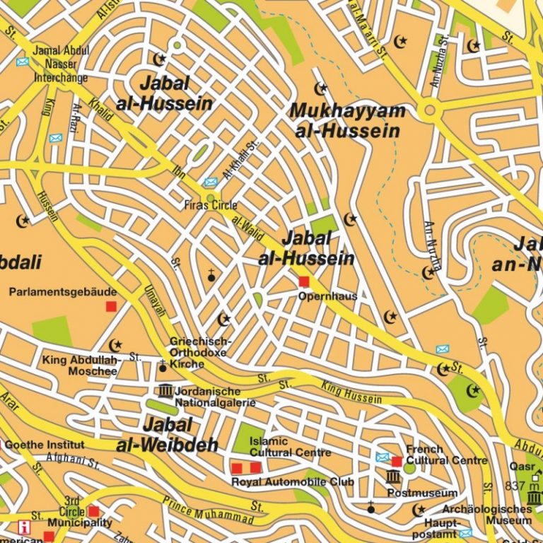 Detailed Map Amn Amman Travel Guide: A Map of Amman - ToursMaps.com