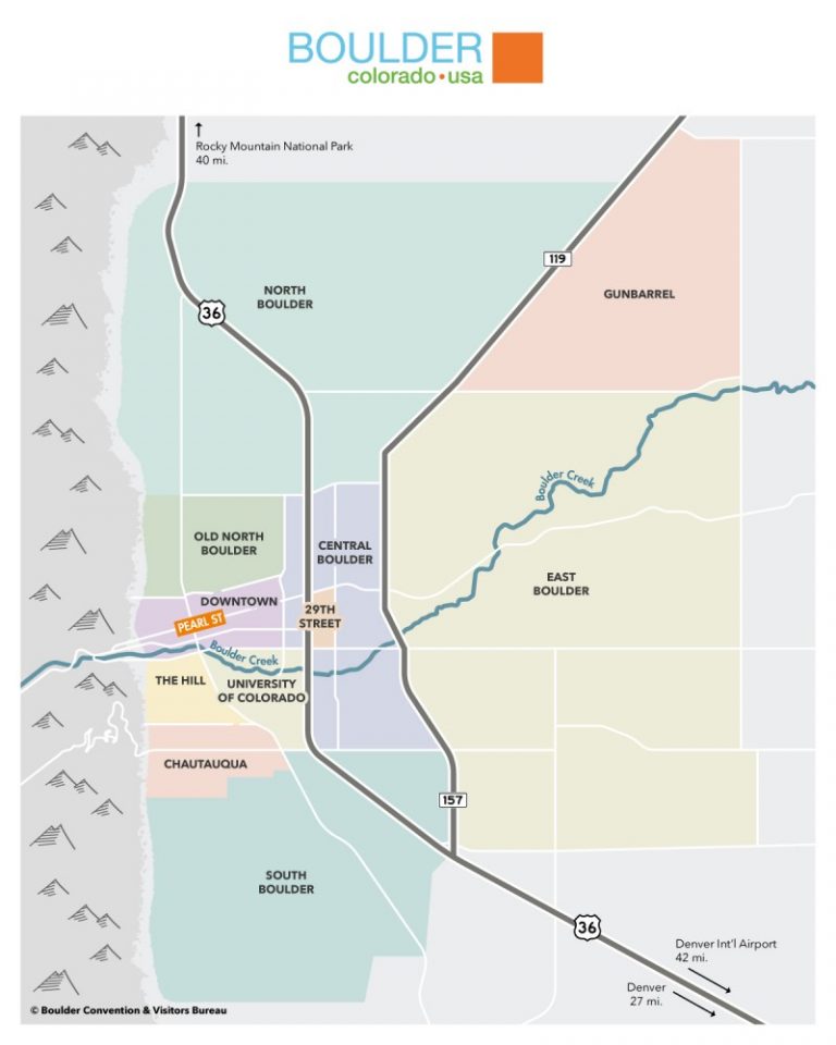 Boulder Ice Ranch Map Boulder Travel Guide: Tourist Map Of Boulder - ToursMaps.com